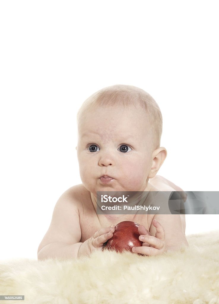 Baby mit Roter Apfel - Lizenzfrei Apfel Stock-Foto