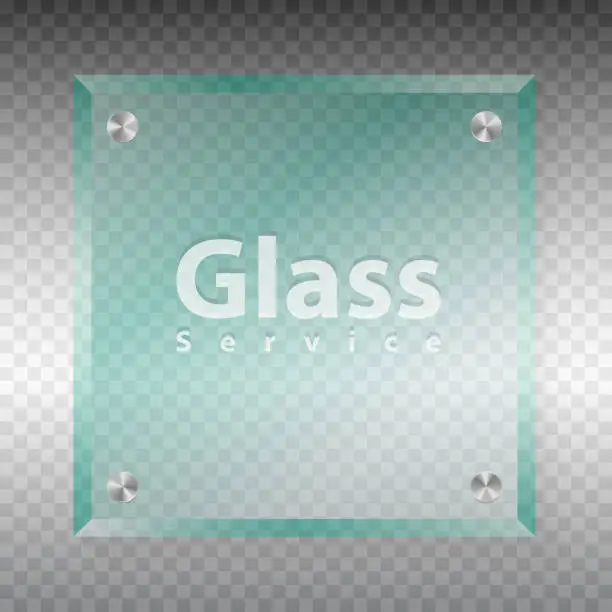Vector illustration of Glass service. Transparent glass boarad with copy space for company name