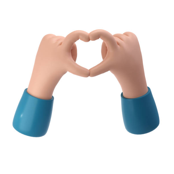 istock 3d rendering stylized hands fold shape of heart. Valentine Finger gesture sign icon. Element for design. Illustration isolated with clipping path 1650532438