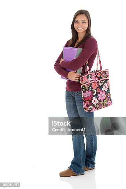 Asian Teen With Notebooks And Book Bag Stock Photo - Download Image Now - Asian and Indian Ethnicities, Standing, Student