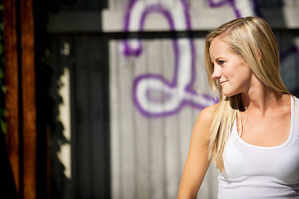 Woman doing graffiti