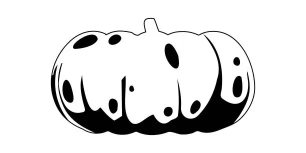Vector illustration of This big pumpkin represents the time of year when leaves turn different colors and the holiday of Halloween.Linear style.