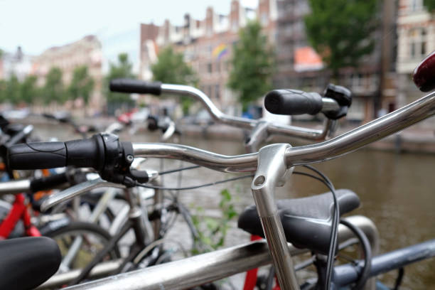 istock Row of bicycles in Amsterdam, Netherlands 1650550222