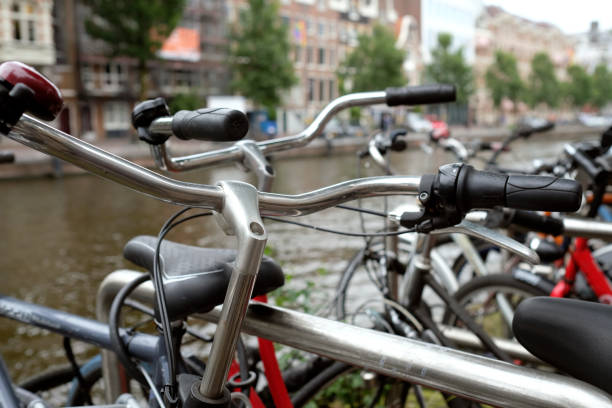 istock Row of bicycles in Amsterdam, Netherlands 1650555681