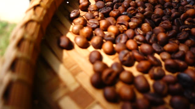 coffee grains slow motion.