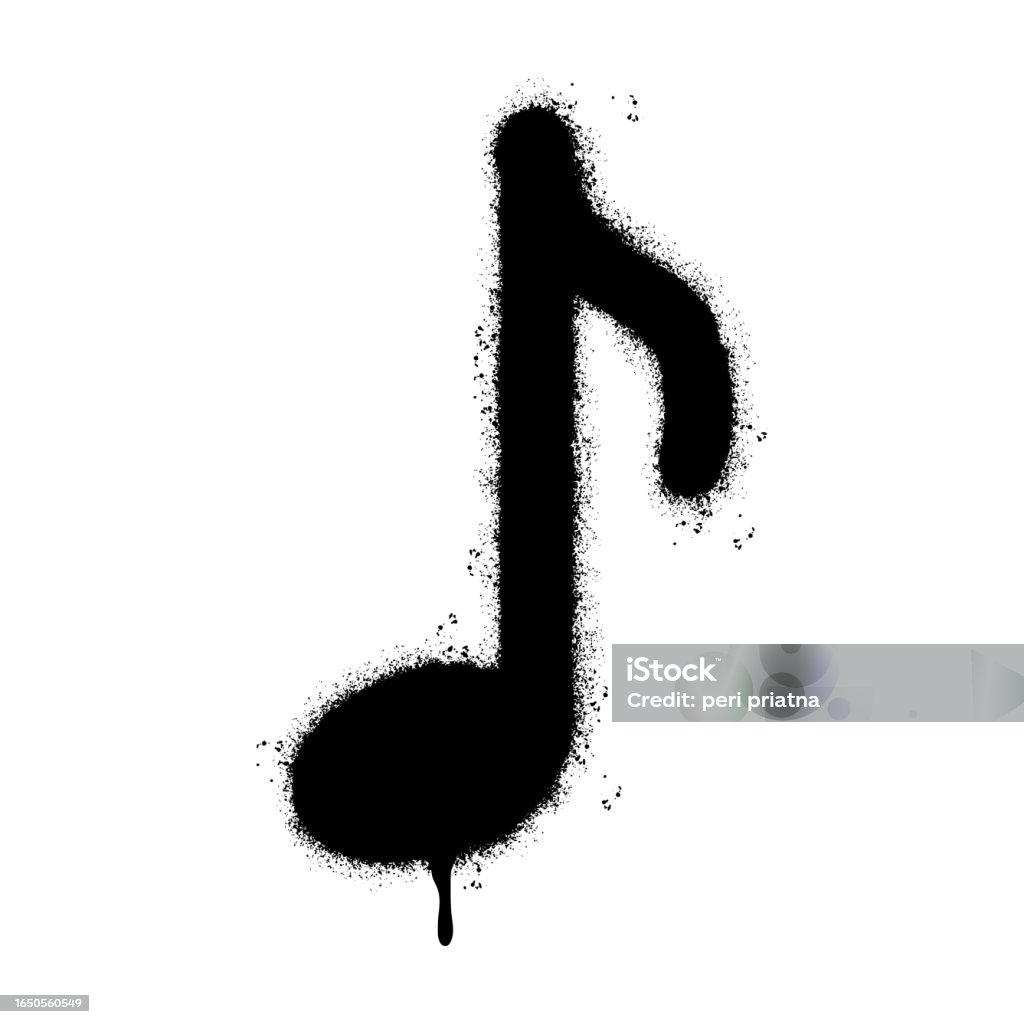 Spray Painted Graffiti Eighth Note Sprayed Isolated With A White ...
