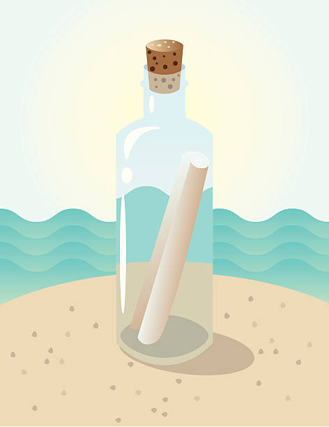 Message in a Bottle vector art illustration