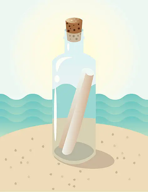 Vector illustration of Message in a Bottle