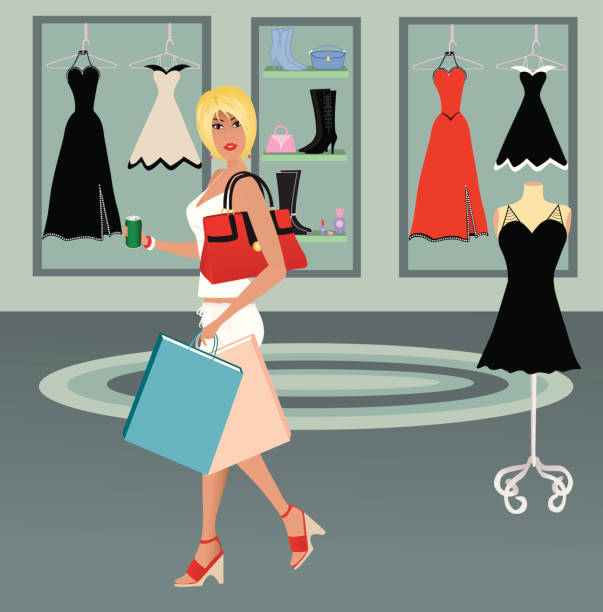 mall - earring customer retail shopping stock illustrations