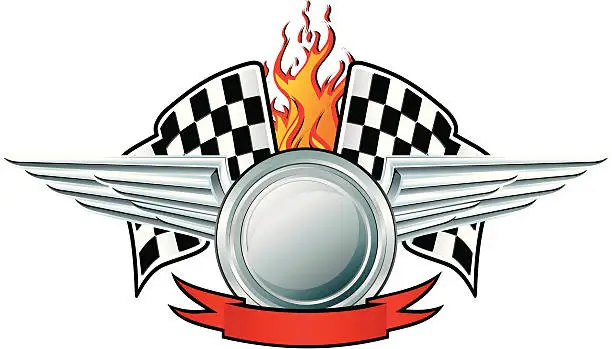 Vector illustration of Racing emblem fire winner