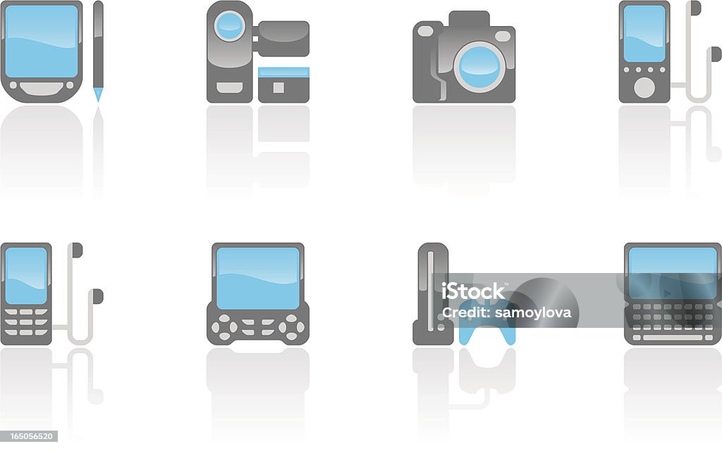 Schermata blu set di icona del gadget - arte vettoriale royalty-free di Arancia