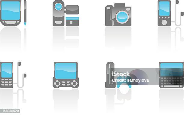 Schermata Blu Set Di Icona Del Gadget - Immagini vettoriali stock e altre immagini di Arancia - Arancia, Attrezzatura elettronica, Blu