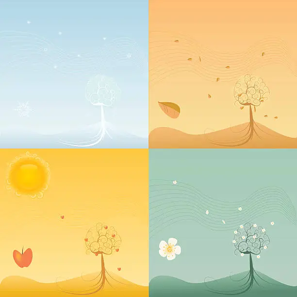 Vector illustration of Four seasons tree