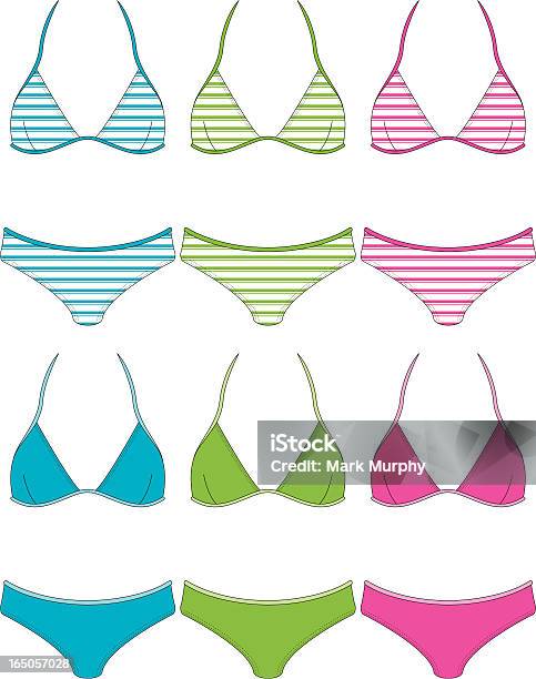 Ilustración de Clásico Bikini De Rayas Simple y más Vectores Libres de Derechos de Adulto - Adulto, Azul, Belleza