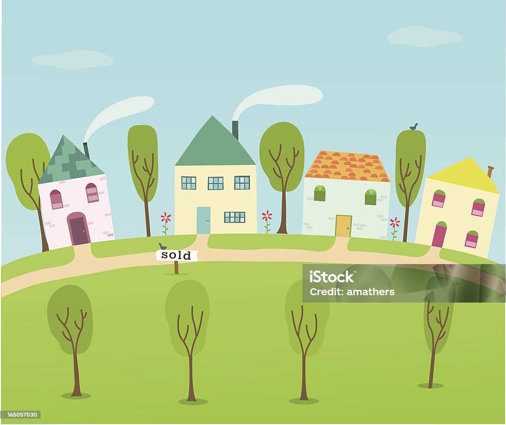 Sold House Houses on a hill. One has sold! House stock vector