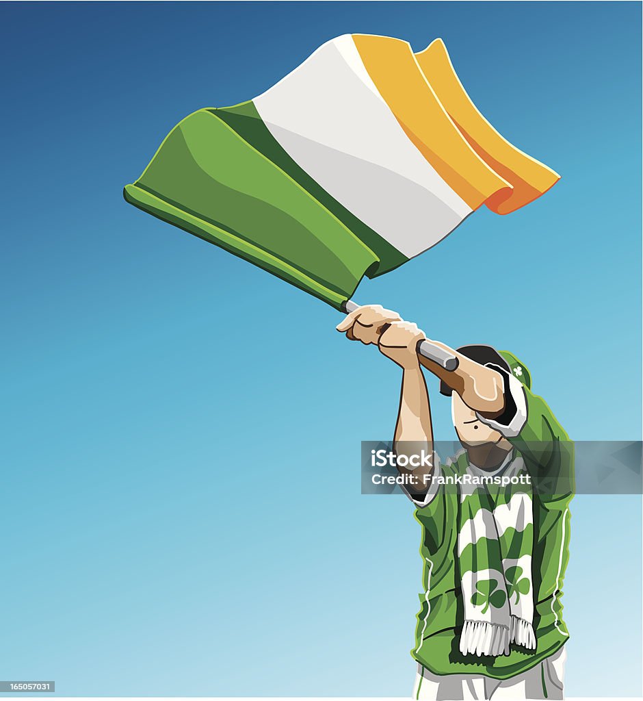 Irland winken Flagge Fußball-Fan - Lizenzfrei Fan Vektorgrafik