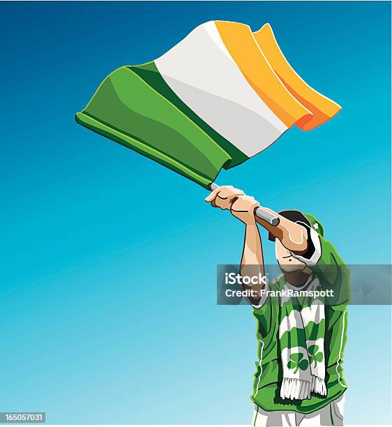 Irland Winken Flagge Fußballfan Stock Vektor Art und mehr Bilder von Fan - Fan, Schal, Zuschauer