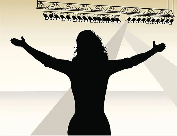 Vector illustration of On Stage Vector Silhouette