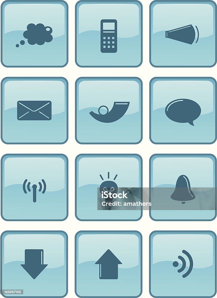 Kommunikation Knöpfen - Lizenzfrei Abzeichen Vektorgrafik