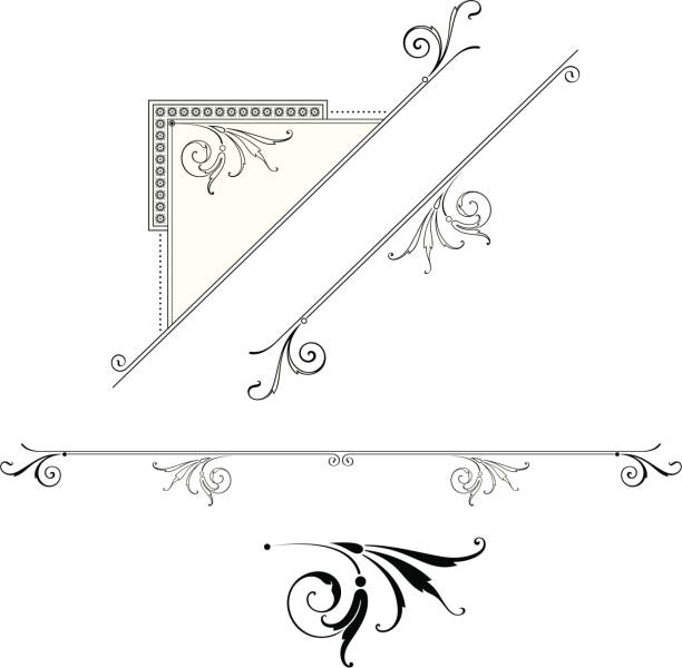 ilustrações, clipart, desenhos animados e ícones de detalhe do canto e ruleline design - celtic culture ruleline frame victorian style