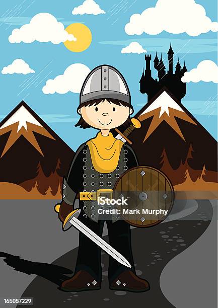 Fierce Royal Knight With Sword Shield Stock Illustration - Download Image Now - Adult, Army Helmet, Army Soldier