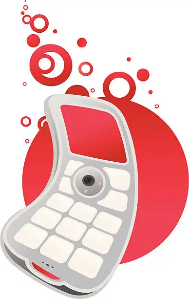 Vector illustration of cellphone moves - red