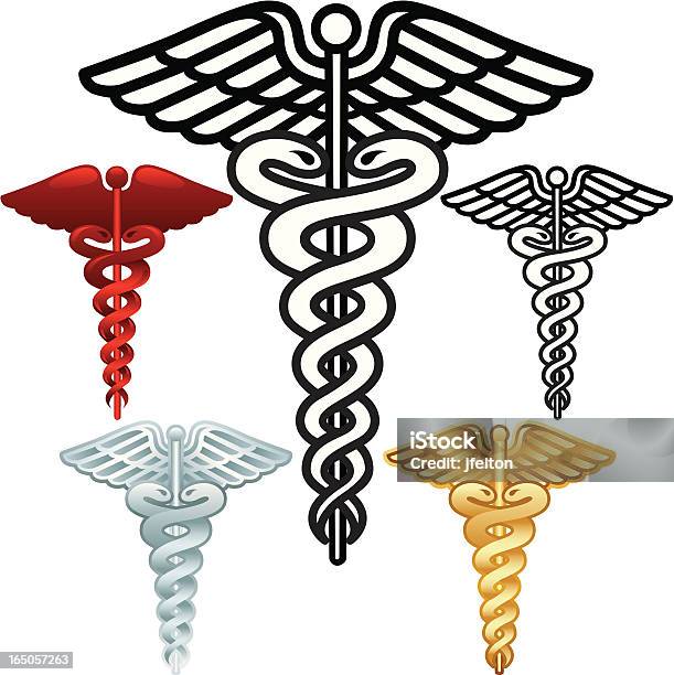 Ilustración de Caduceo y más Vectores Libres de Derechos de Caduceo - Caduceo, Símbolo médico, Diseño de trazado