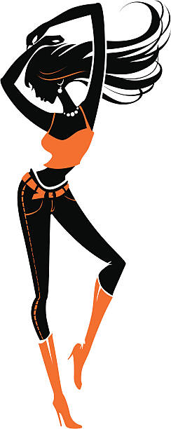 силуэт танцы девочка - the human body dancing female silhouette stock illustrations