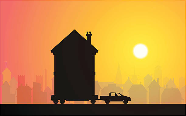 ilustraciones, imágenes clip art, dibujos animados e iconos de stock de en movimiento - moving house house action silhouette