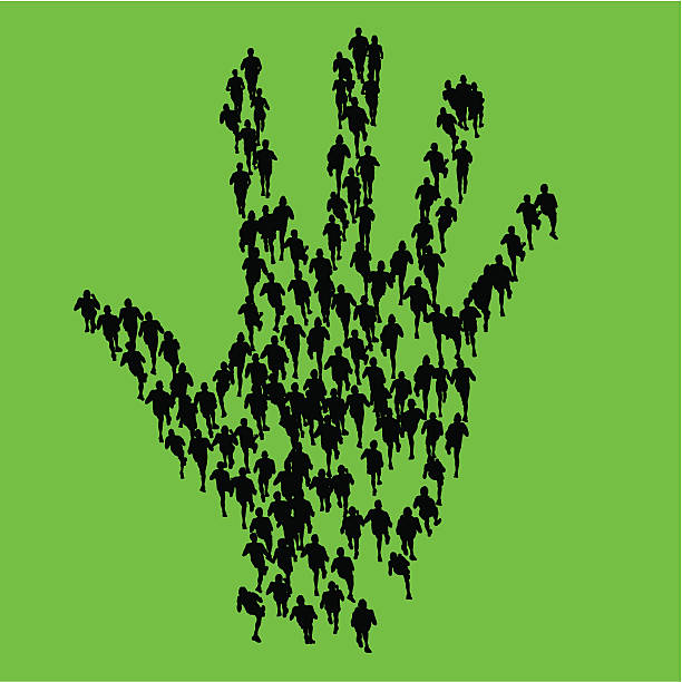 ręka ludzi - hand raised arms raised human hand group of people stock illustrations