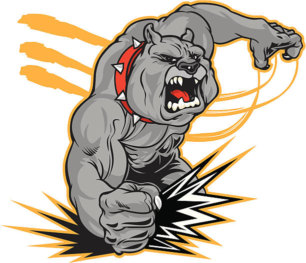 Bulldog Smash A Bulldog smashing his fist down on the competittion. Great for wrestling designs or mascots. animal muscle stock illustrations