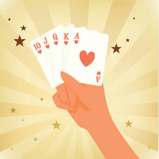 ilustrações de stock, clip art, desenhos animados e ícones de vencer o jogo - poker cards royal flush heart shape