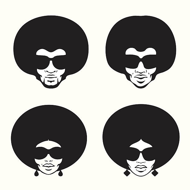 afro style four head silhouette.editable vector illustration.separate layers.include fileS:eps8,ai10,aics2 and 300dpi jpg afro man stock illustrations