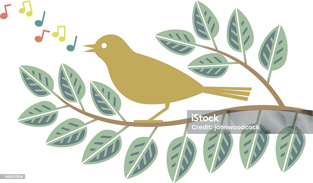 Ptak na gałęzi - Grafika wektorowa royalty-free (Śpiewać)