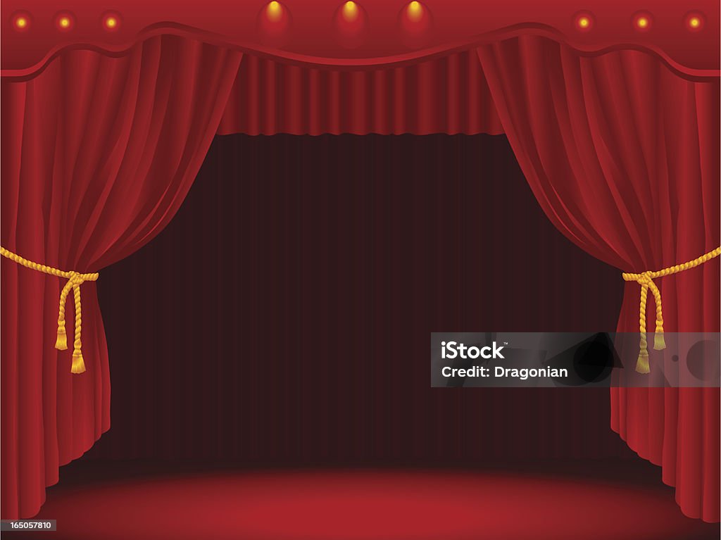 De rideaux de scène drapé - clipart vectoriel de Scène de théâtre libre de droits