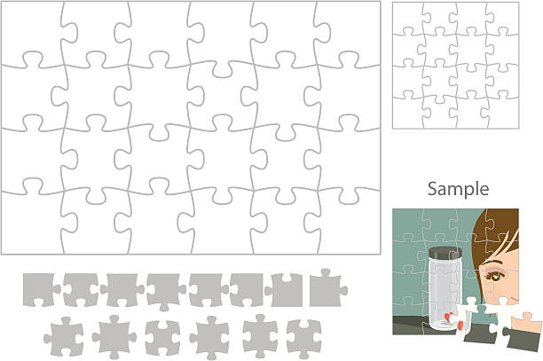 Make Your Own Puzzle "Complete set of puzzle pieces. Make it to any size you want, use it to mask out your own image or photo (see sample) to create a new puzzle game." logistical stock illustrations