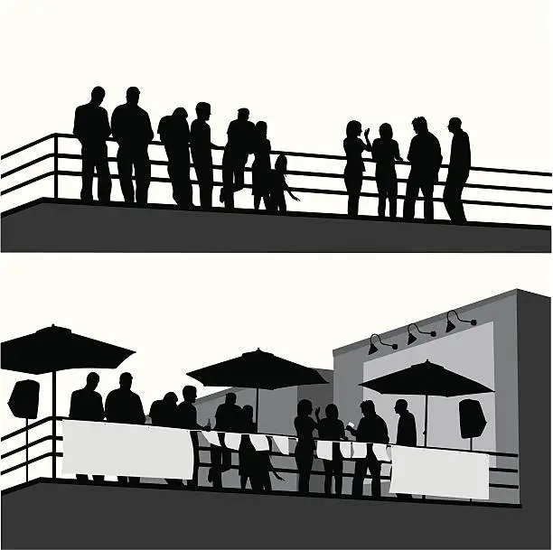 Vector illustration of Roof Top Party Vector Silhouette