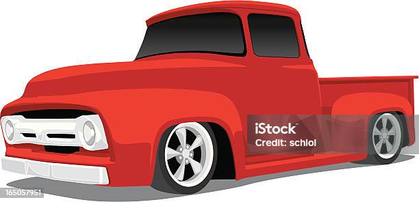 Rosso Classico Camion Ford - Immagini vettoriali stock e altre immagini di Furgone pickup - Furgone pickup, Stile retrò, Rosso