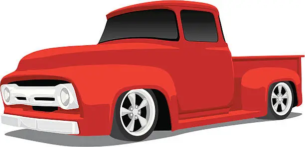 Vector illustration of Red Classic Ford Truck