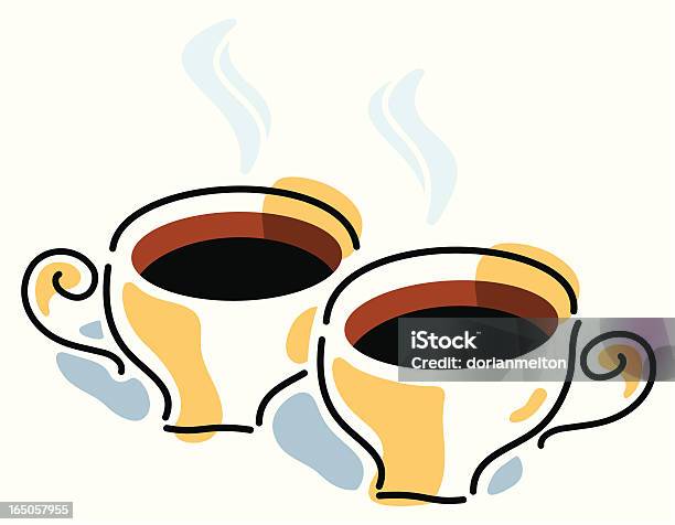 Dois Coffees - Arte vetorial de stock e mais imagens de Manhã - Manhã, A Vapor, Amizade