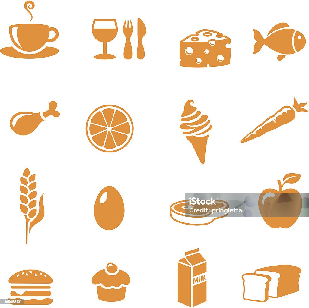 Iconos de alimentos-incl. jpeg - arte vectorial de Pollo libre de derechos