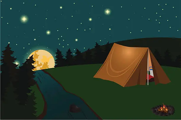 Vector illustration of Summer Time Camping