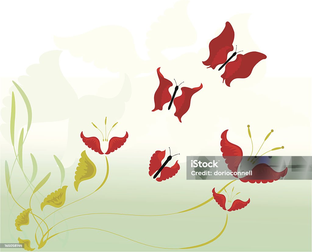 red Schmetterlingen und Blumen - Lizenzfrei Abheben - Aktivität Vektorgrafik