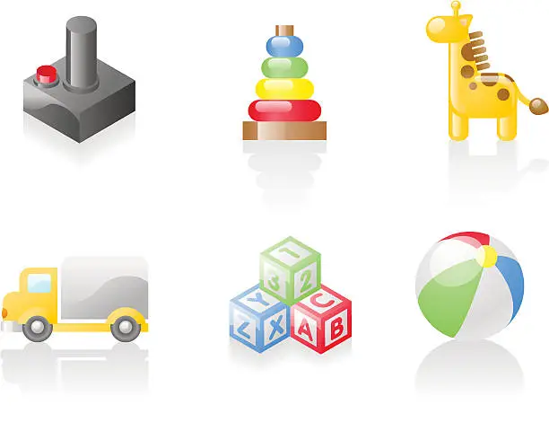 Vector illustration of shiny icons: toys