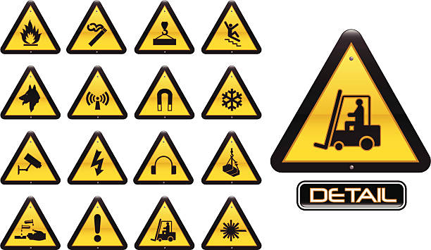 arbeitsplatz warnung zeichen - warning sign audio stock-grafiken, -clipart, -cartoons und -symbole