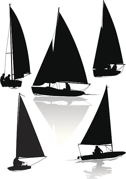 Vector illustration of Dinghy sailing