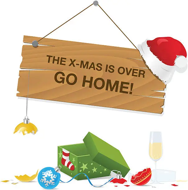 Vector illustration of The Christmas Is Over.