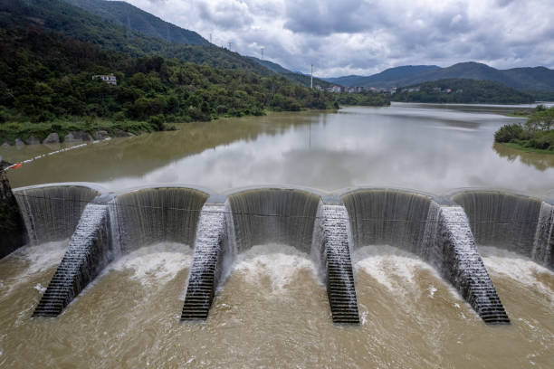 istock The water overflows the circular reservoir dam 1650583593