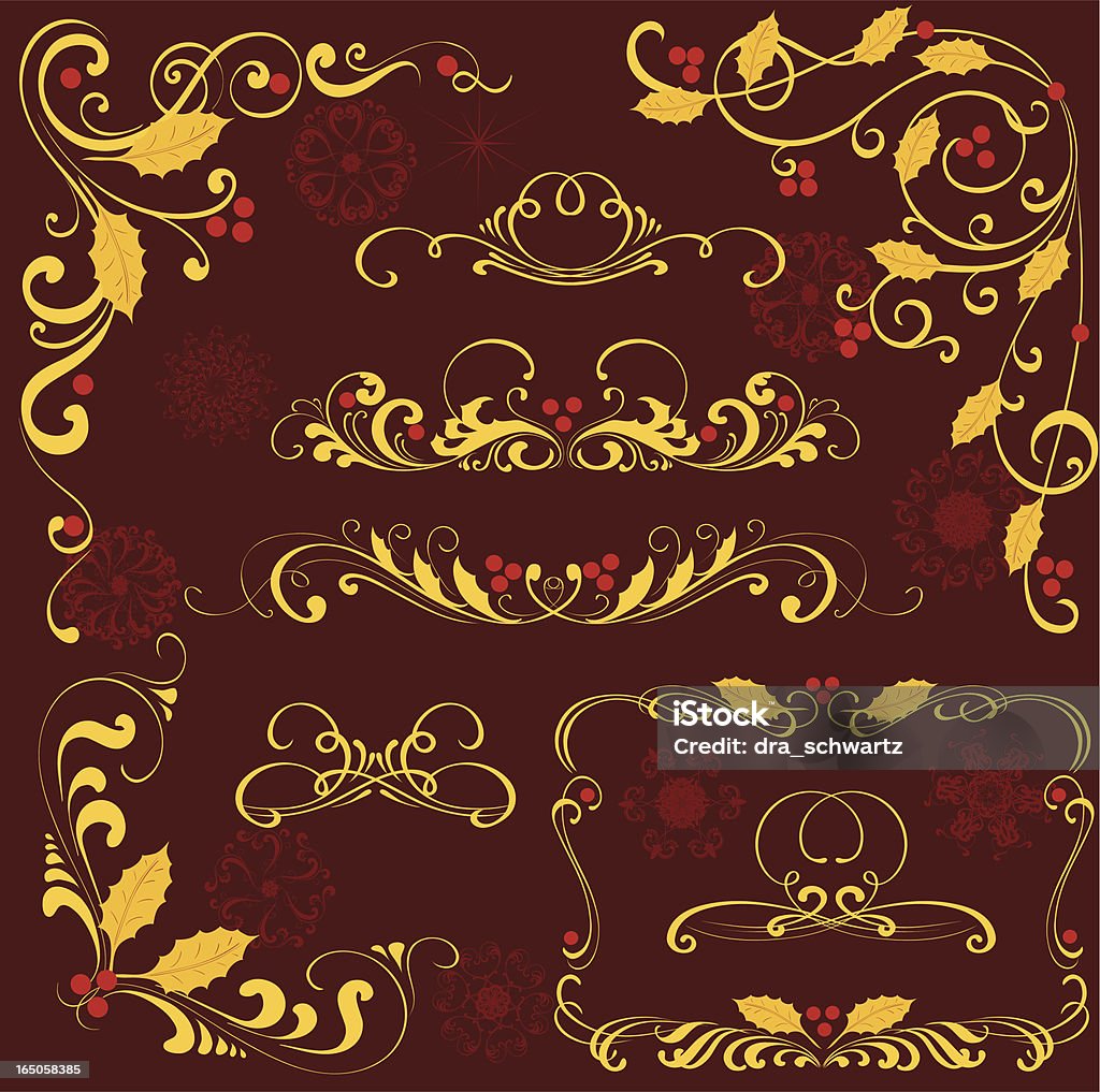 Ouro emblema de holly - Royalty-free Imagem a cores arte vetorial