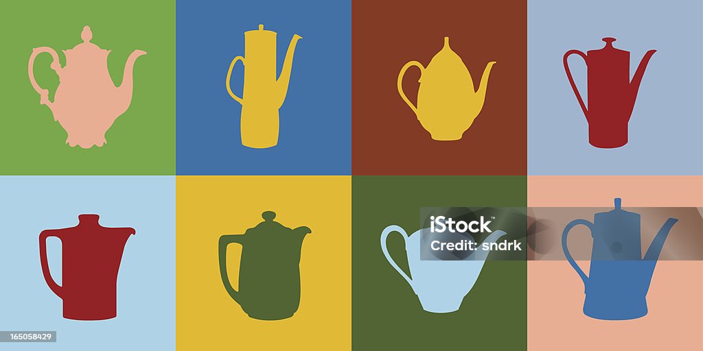 Coffee and Tea Pots Old porcelain pots that I collected at markets. Antique stock vector